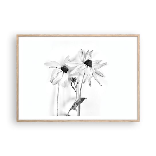 Obraz - Plakat - Nikt nie chce być sam - 100x70cm - Kwiaty Czarno-Biały Natura - Foto Plakaty w ramie koloru jasny dąb do Salonu Sypialni ARTTOR ARTTOR