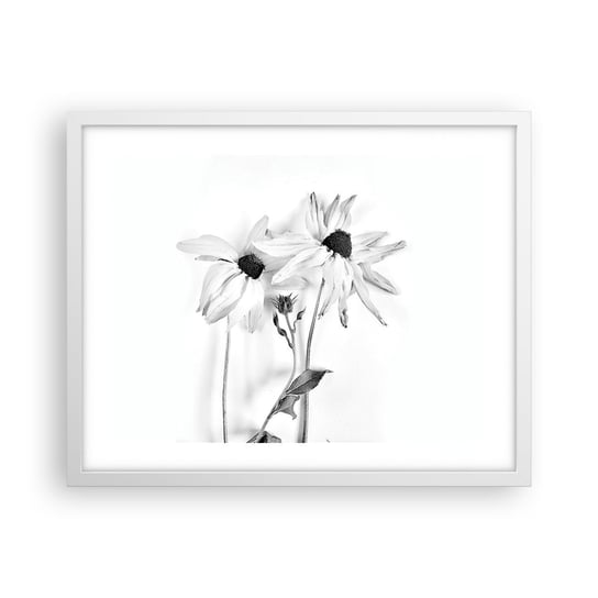 Obraz - Plakat - Nikt nie chce być sam - 50x40cm - Kwiaty Czarno-Biały Natura - Foto Plakaty w ramie koloru białego do Salonu Sypialni ARTTOR ARTTOR