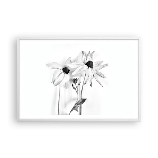 Obraz - Plakat - Nikt nie chce być sam - 91x61cm - Kwiaty Czarno-Biały Natura - Foto Plakaty na ścianę w ramie białej - Plakat do Salonu Sypialni ARTTOR ARTTOR