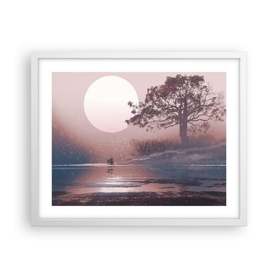 Obraz - Plakat - Nocne dziwy - 50x40cm - Abstrakcja Fantazy Księżyc - Foto Plakaty w ramie koloru białego do Salonu Sypialni ARTTOR ARTTOR