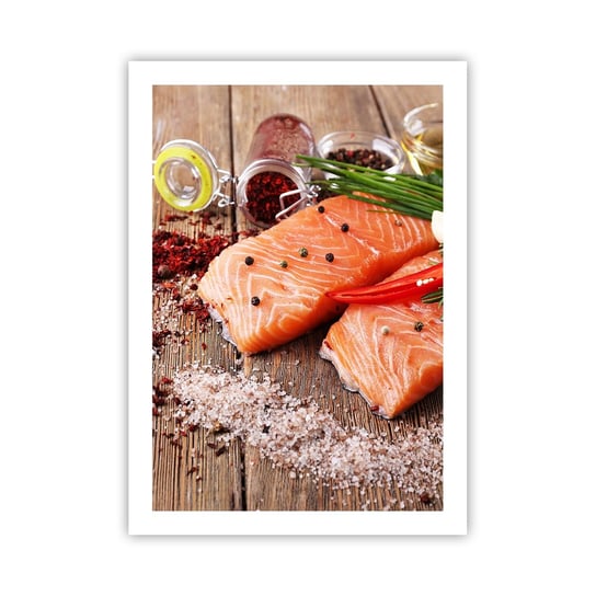 Obraz - Plakat - Norweska przygoda w kuchni - 50x70cm - Gastronomia Łosoś Przyprawy - Nowoczesny modny obraz Plakat bez ramy do Salonu Sypialni ARTTOR ARTTOR