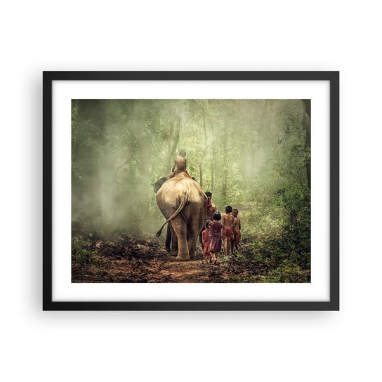 Obraz - Plakat - Nowa Księga Dżungli - 50x40cm - Krajobraz Słoń Dżungla - Foto Plakaty w ramie koloru czarnego do Salonu Sypialni ARTTOR ARTTOR
