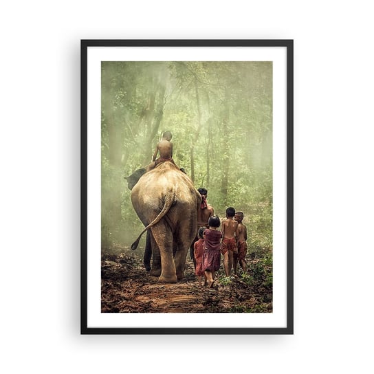 Obraz - Plakat - Nowa Księga Dżungli - 50x70cm - Krajobraz Słoń Dżungla - Nowoczesny modny obraz Plakat czarna rama ARTTOR ARTTOR