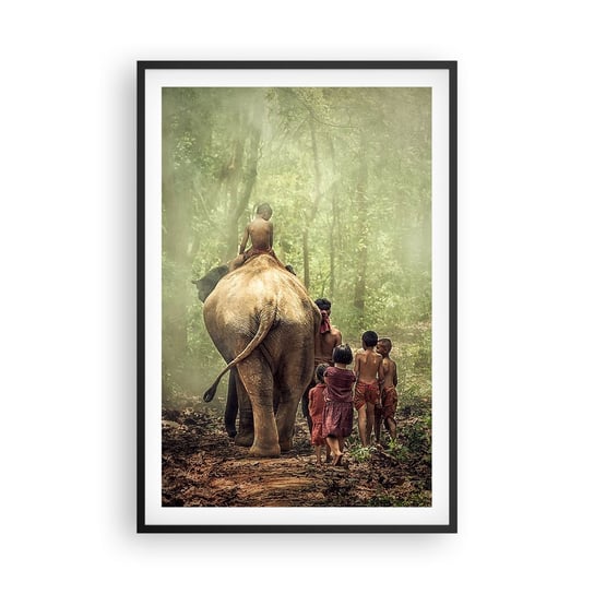 Obraz - Plakat - Nowa Księga Dżungli - 61x91cm - Krajobraz Słoń Dżungla - Foto Plakaty na ścianę w czarnej ramie - Plakat do Salonu Sypialni ARTTOR ARTTOR