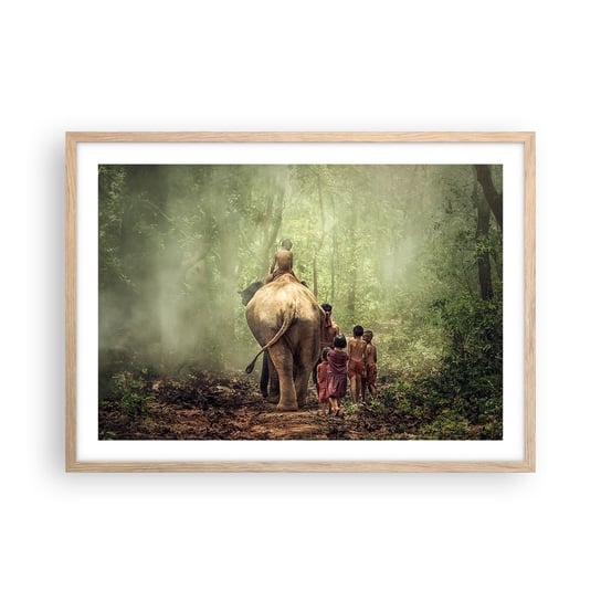 Obraz - Plakat - Nowa Księga Dżungli - 70x50cm - Krajobraz Słoń Dżungla - Nowoczesny modny obraz Plakat rama jasny dąb ARTTOR ARTTOR