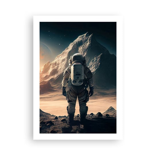 Obraz - Plakat - Nowe wyzwanie - 50x70cm - Astronauta Planeta Kosmos - Nowoczesny modny obraz Plakat bez ramy do Salonu Sypialni ARTTOR ARTTOR