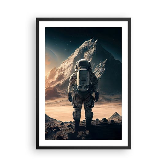 Obraz - Plakat - Nowe wyzwanie - 50x70cm - Astronauta Planeta Kosmos - Nowoczesny modny obraz Plakat czarna rama ARTTOR ARTTOR