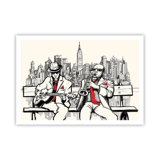 Obraz - Plakat - Nowojorska improwizacja - 100x70cm - Muzyka Jazz Nowy Jork - Foto Plakaty bez ramy na ścianę do Salonu Sypialni ARTTOR ARTTOR
