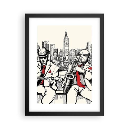 Obraz - Plakat - Nowojorska improwizacja - 30x40cm - Muzyka Jazz Nowy Jork - Foto Plakaty na ścianę w czarnej ramie - Plakat do Salonu Sypialni ARTTOR ARTTOR