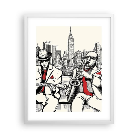Obraz - Plakat - Nowojorska improwizacja - 40x50cm - Muzyka Jazz Nowy Jork - Foto Plakaty w ramie koloru białego do Salonu Sypialni ARTTOR ARTTOR