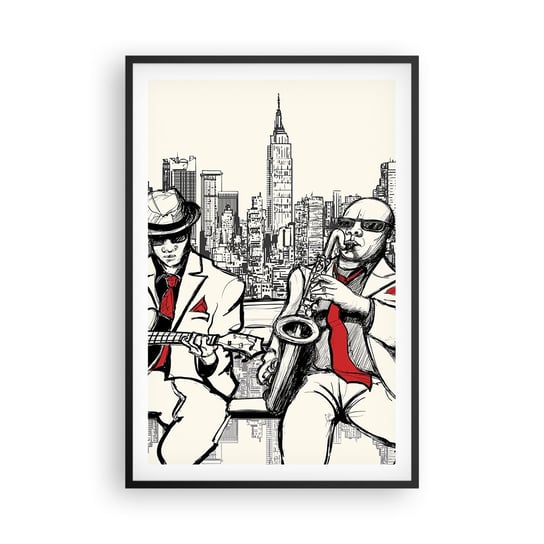 Obraz - Plakat - Nowojorska improwizacja - 61x91cm - Muzyka Jazz Nowy Jork - Foto Plakaty na ścianę w czarnej ramie - Plakat do Salonu Sypialni ARTTOR ARTTOR