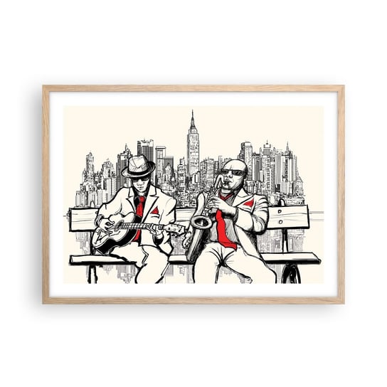 Obraz - Plakat - Nowojorska improwizacja - 70x50cm - Muzyka Jazz Nowy Jork - Nowoczesny modny obraz Plakat rama jasny dąb ARTTOR ARTTOR