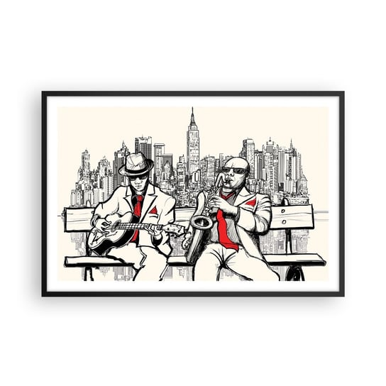 Obraz - Plakat - Nowojorska improwizacja - 91x61cm - Muzyka Jazz Nowy Jork - Foto Plakaty na ścianę w czarnej ramie - Plakat do Salonu Sypialni ARTTOR ARTTOR