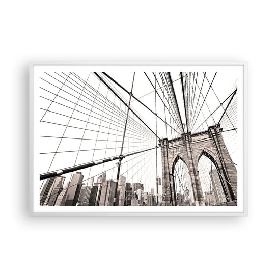 Obraz - Plakat - Nowojorska katedra - 100x70cm - Most Architektura New York - Foto Plakaty w ramie koloru białego do Salonu Sypialni ARTTOR ARTTOR