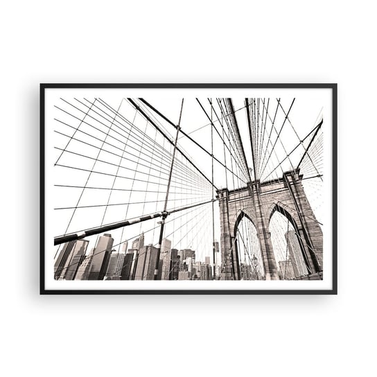 Obraz - Plakat - Nowojorska katedra - 100x70cm - Most Architektura New York - Foto Plakaty w ramie koloru czarnego do Salonu Sypialni ARTTOR ARTTOR
