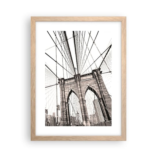 Obraz - Plakat - Nowojorska katedra - 30x40cm - Most Architektura New York - Foto Plakaty na ścianę w ramie jasny dąb - Plakat do Salonu Sypialni ARTTOR ARTTOR