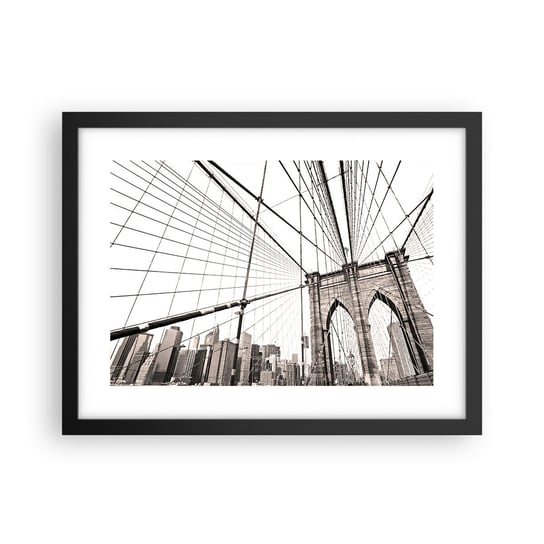 Obraz - Plakat - Nowojorska katedra - 40x30cm - Most Architektura New York - Foto Plakaty na ścianę w czarnej ramie - Plakat do Salonu Sypialni ARTTOR ARTTOR