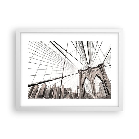 Obraz - Plakat - Nowojorska katedra - 40x30cm - Most Architektura New York - Foto Plakaty na ścianę w ramie białej - Plakat do Salonu Sypialni ARTTOR ARTTOR