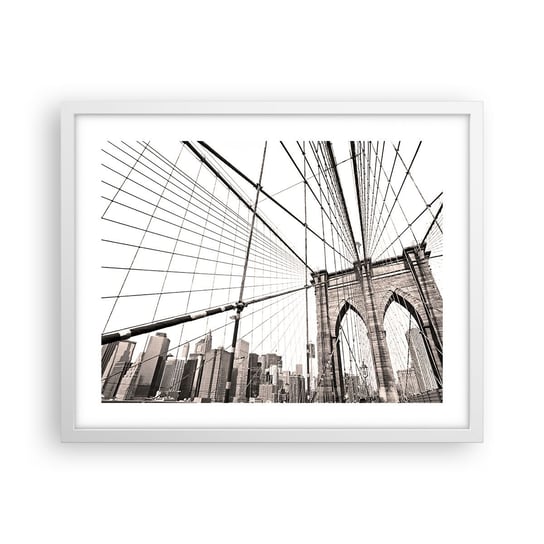 Obraz - Plakat - Nowojorska katedra - 50x40cm - Most Architektura New York - Foto Plakaty w ramie koloru białego do Salonu Sypialni ARTTOR ARTTOR