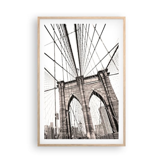 Obraz - Plakat - Nowojorska katedra - 61x91cm - Most Architektura New York - Foto Plakaty na ścianę w ramie jasny dąb - Plakat do Salonu Sypialni ARTTOR ARTTOR