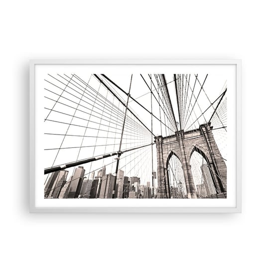 Obraz - Plakat - Nowojorska katedra - 70x50cm - Most Architektura New York - Nowoczesny modny obraz Plakat rama biała ARTTOR ARTTOR