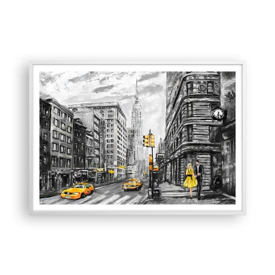 Obraz - Plakat - Nowojorska opowieść - 100x70cm - Miasto Nowy Jork Architektura - Foto Plakaty w ramie koloru białego do Salonu Sypialni ARTTOR ARTTOR