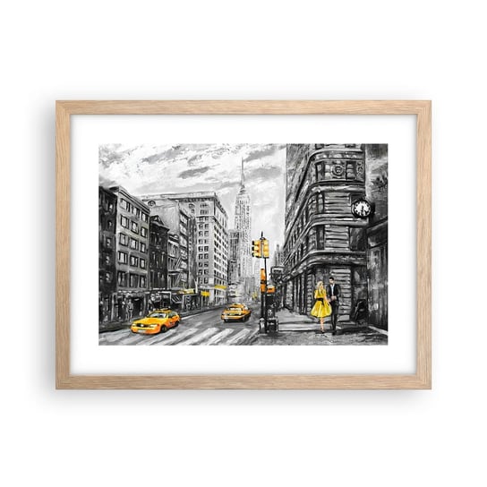 Obraz - Plakat - Nowojorska opowieść - 40x30cm - Miasto Nowy Jork Architektura - Foto Plakaty na ścianę w ramie jasny dąb - Plakat do Salonu Sypialni ARTTOR ARTTOR