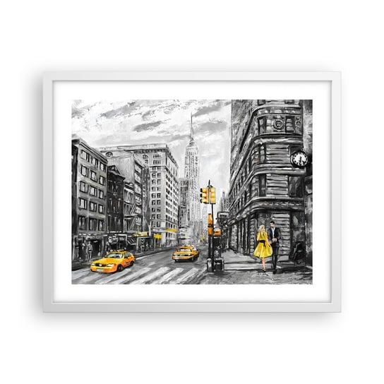 Obraz - Plakat - Nowojorska opowieść - 50x40cm - Miasto Nowy Jork Architektura - Foto Plakaty w ramie koloru białego do Salonu Sypialni ARTTOR ARTTOR