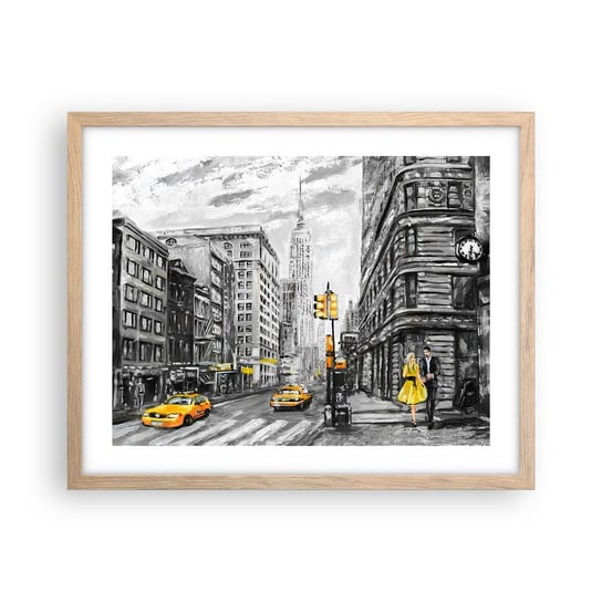 Obraz - Plakat - Nowojorska opowieść - 50x40cm - Miasto Nowy Jork Architektura - Foto Plakaty w ramie koloru jasny dąb do Salonu Sypialni ARTTOR ARTTOR