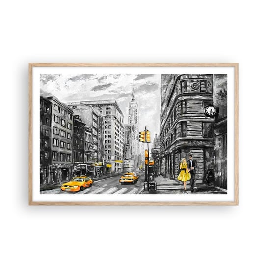 Obraz - Plakat - Nowojorska opowieść - 91x61cm - Miasto Nowy Jork Architektura - Foto Plakaty na ścianę w ramie jasny dąb - Plakat do Salonu Sypialni ARTTOR ARTTOR