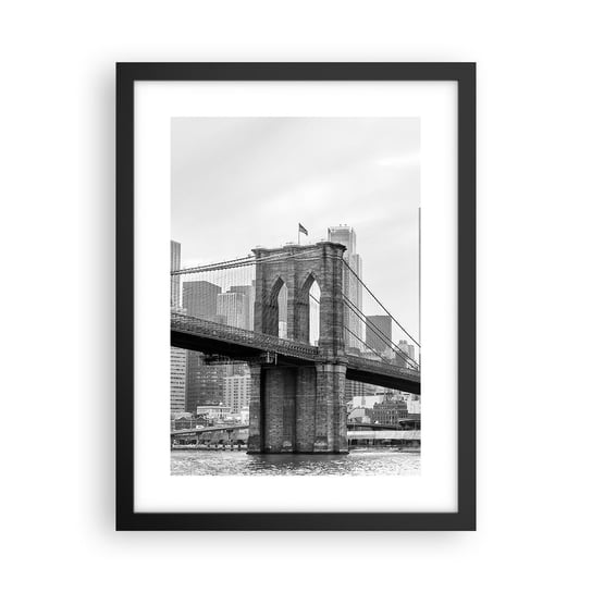 Obraz - Plakat - Nowojorskie klimaty - 30x40cm - Nowy Jork Most Brookliński Manhattan - Foto Plakaty na ścianę w czarnej ramie - Plakat do Salonu Sypialni ARTTOR ARTTOR