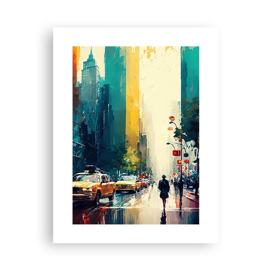 Obraz - Plakat - Nowy Jork – tu nawet deszcz jest kolorowy - 30x40cm - Sztuka Pejzaż Miasto - Foto Plakaty na ścianę bez ramy - Plakat do Salonu Sypialni ARTTOR ARTTOR