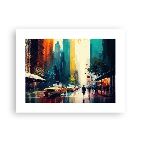 Obraz - Plakat - Nowy Jork – tu nawet deszcz jest kolorowy - 40x30cm - Sztuka Pejzaż Miasto - Foto Plakaty na ścianę bez ramy - Plakat do Salonu Sypialni ARTTOR ARTTOR