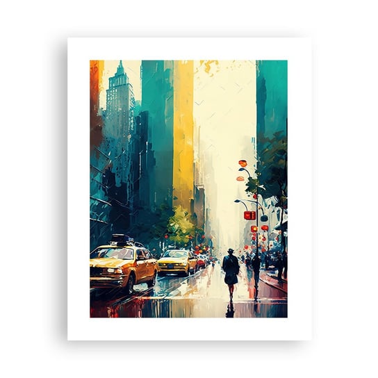 Obraz - Plakat - Nowy Jork – tu nawet deszcz jest kolorowy - 40x50cm - Sztuka Pejzaż Miasto - Foto Plakaty bez ramy do Salonu Sypialni ARTTOR ARTTOR
