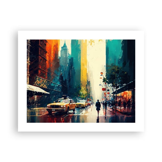 Obraz - Plakat - Nowy Jork – tu nawet deszcz jest kolorowy - 50x40cm - Sztuka Pejzaż Miasto - Foto Plakaty bez ramy do Salonu Sypialni ARTTOR ARTTOR