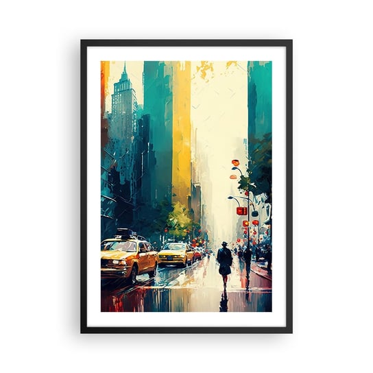 Obraz - Plakat - Nowy Jork – tu nawet deszcz jest kolorowy - 50x70cm - Sztuka Pejzaż Miasto - Nowoczesny modny obraz Plakat czarna rama ARTTOR ARTTOR