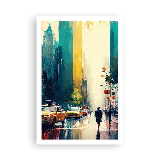 Obraz - Plakat - Nowy Jork – tu nawet deszcz jest kolorowy - 61x91cm - Sztuka Pejzaż Miasto - Foto Plakaty na ścianę bez ramy - Plakat do Salonu Sypialni ARTTOR ARTTOR