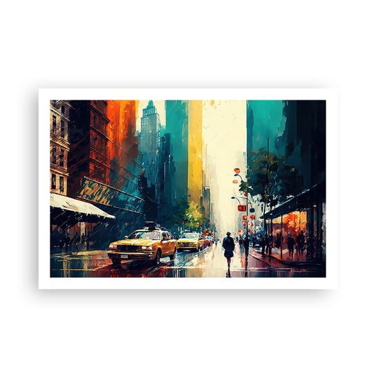 Obraz - Plakat - Nowy Jork – tu nawet deszcz jest kolorowy - 91x61cm - Sztuka Pejzaż Miasto - Foto Plakaty na ścianę bez ramy - Plakat do Salonu Sypialni ARTTOR ARTTOR