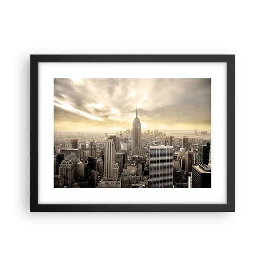 Obraz - Plakat - Nowy Jork utkany z szarości - 40x30cm - Miasto Nowy Jork Manhattan - Foto Plakaty na ścianę w czarnej ramie - Plakat do Salonu Sypialni ARTTOR ARTTOR