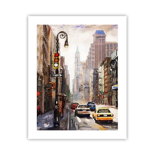 Obraz - Plakat - Nowy Jork – w deszczu tez kolorowy - 40x50cm - Nowy Jork Miasto Manhattan - Foto Plakaty bez ramy do Salonu Sypialni ARTTOR ARTTOR