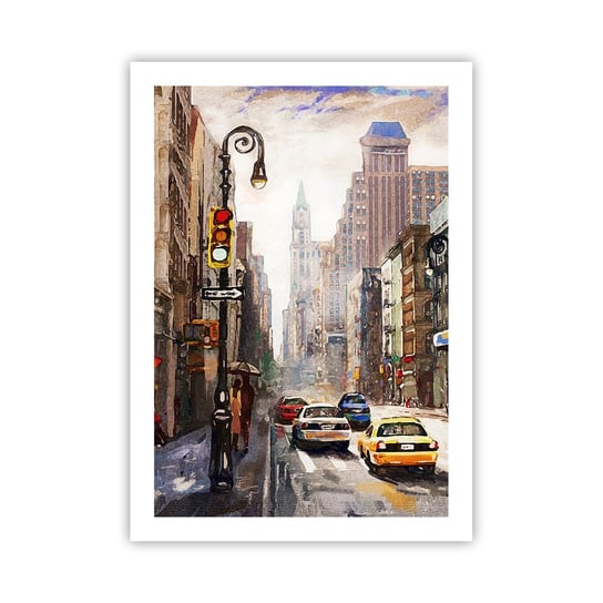 Obraz - Plakat - Nowy Jork – w deszczu tez kolorowy - 50x70cm - Nowy Jork Miasto Manhattan - Nowoczesny modny obraz Plakat bez ramy do Salonu Sypialni ARTTOR ARTTOR
