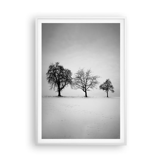 Obraz - Plakat - O czym śnią? - 70x100cm - Krajobraz Drzewa Zima - Foto Plakaty w ramie koloru białego do Salonu Sypialni ARTTOR ARTTOR