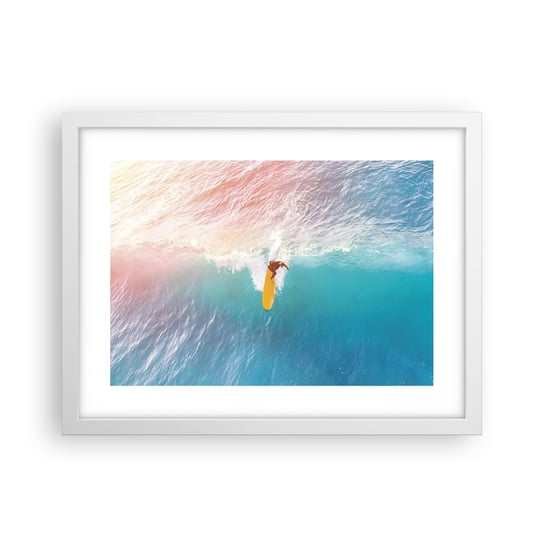 Obraz - Plakat - Oceaniczny jeździec - 40x30cm - Surfing Fala Morska Morze - Foto Plakaty na ścianę w ramie białej - Plakat do Salonu Sypialni ARTTOR ARTTOR