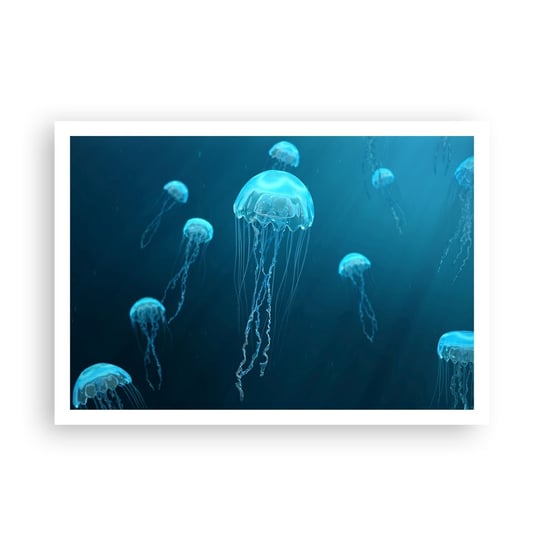 Obraz - Plakat - Oceaniczny taniec - 100x70cm - Meduza Ocean Woda - Foto Plakaty bez ramy na ścianę do Salonu Sypialni ARTTOR ARTTOR