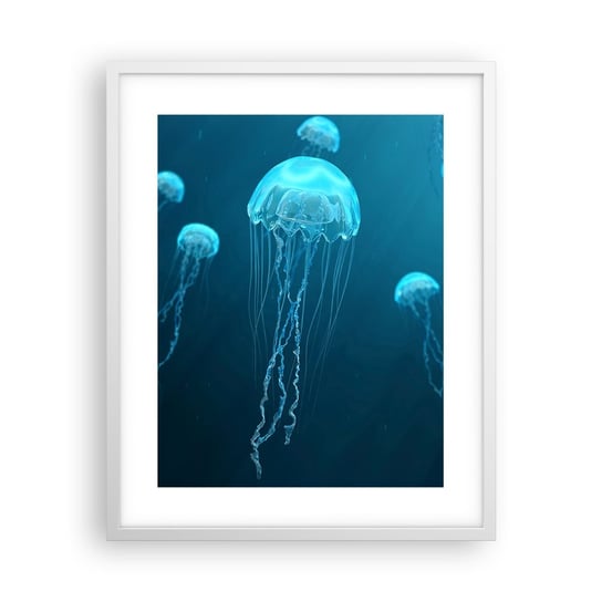 Obraz - Plakat - Oceaniczny taniec - 40x50cm - Meduza Ocean Woda - Foto Plakaty w ramie koloru białego do Salonu Sypialni ARTTOR ARTTOR