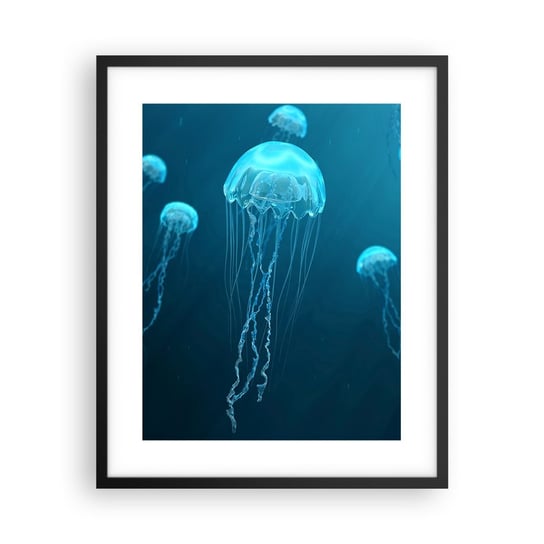 Obraz - Plakat - Oceaniczny taniec - 40x50cm - Meduza Ocean Woda - Foto Plakaty w ramie koloru czarnego do Salonu Sypialni ARTTOR ARTTOR