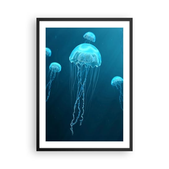 Obraz - Plakat - Oceaniczny taniec - 50x70cm - Meduza Ocean Woda - Nowoczesny modny obraz Plakat czarna rama ARTTOR ARTTOR