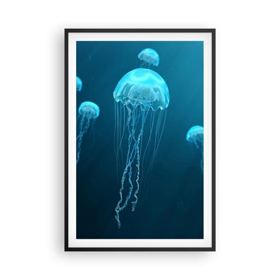 Obraz - Plakat - Oceaniczny taniec - 61x91cm - Meduza Ocean Woda - Foto Plakaty na ścianę w czarnej ramie - Plakat do Salonu Sypialni ARTTOR ARTTOR