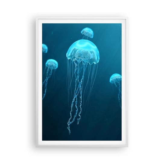 Obraz - Plakat - Oceaniczny taniec - 70x100cm - Meduza Ocean Woda - Foto Plakaty w ramie koloru białego do Salonu Sypialni ARTTOR ARTTOR