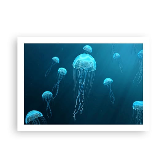 Obraz - Plakat - Oceaniczny taniec - 70x50cm - Meduza Ocean Woda - Nowoczesny modny obraz Plakat bez ramy do Salonu Sypialni ARTTOR ARTTOR